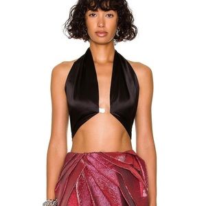 Nué black silk Mia halter top NWT